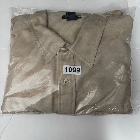 Knightsbridge Men's Satin Button Up Shirt XL Champagne Two Pocket Long Sleeve - Picture 15 of 15